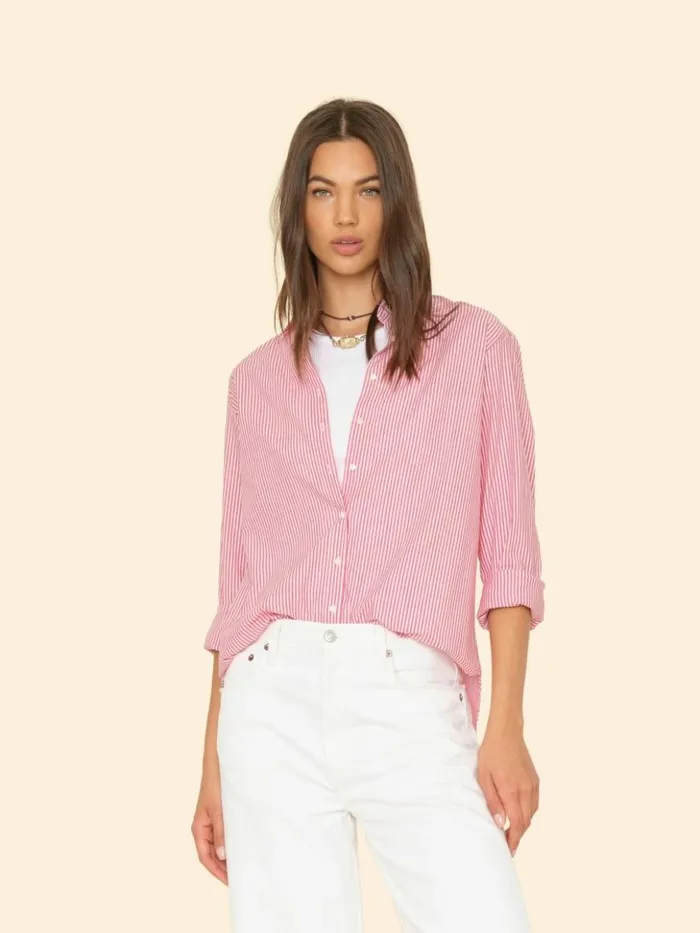 Women Shirts Xirena Red White Beau Shirt