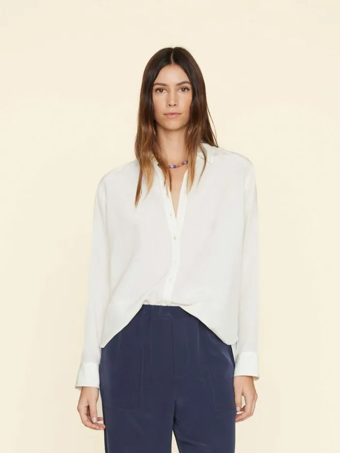 Women Shirts Xirena White Agate Beau Silk Shirt