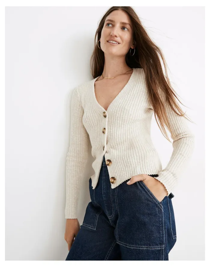 Women Shrunken Ribbed Cardigan Sweater Heather Linen Madewell Sweaters Women Shrunken Ribbed Cardigan Sweater Heather Linen Madewell Sweaters