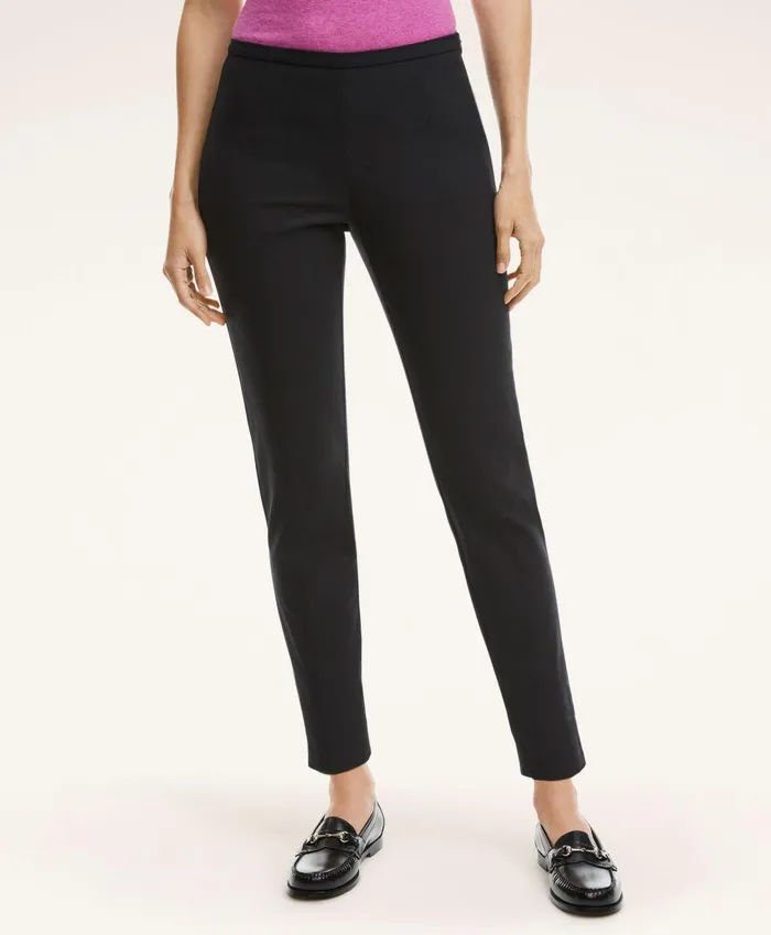 Women SideZip Stretch Cotton Pant Black Brooks Brothers Pants and Skirts