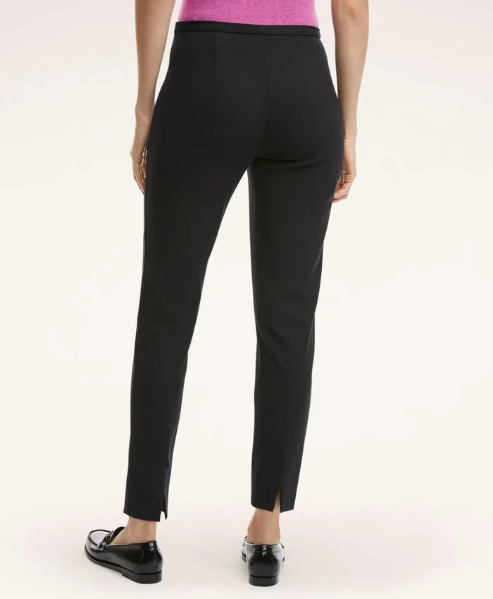Women SideZip Stretch Cotton Pant Black Brooks Brothers Pants and Skirts