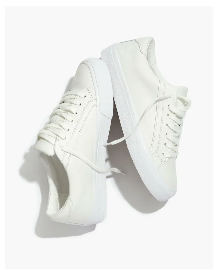 Women Sidewalk Low Top Sneakers In Leather Pale Parchment Madewell Sneakers