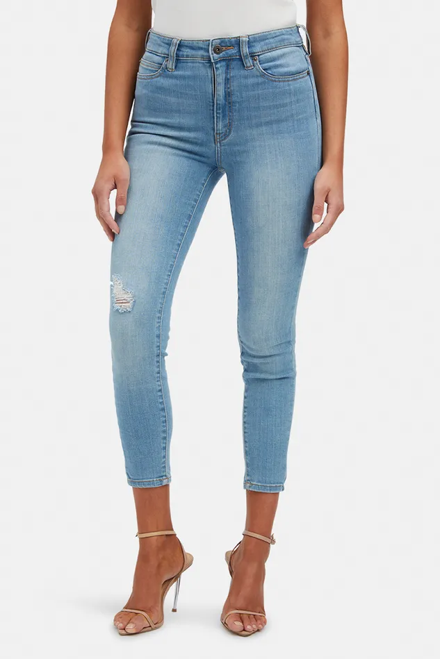Women Skinny Jeans Bardot Khloe Hi Crop Rip Jeans In Light Denim Light Denim