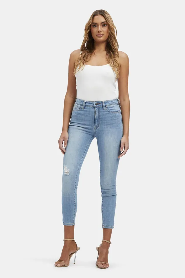 Women Skinny Jeans Bardot Khloe Hi Crop Rip Jeans In Light Denim Light Denim Women Skinny Jeans Bardot Khloe Hi Crop Rip Jeans In Light Denim Light Denim