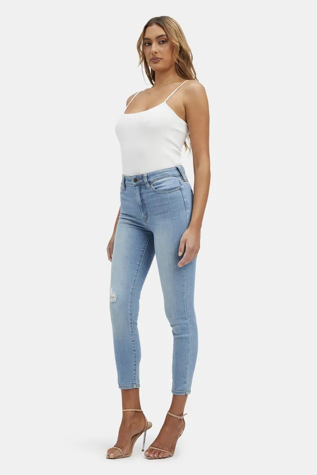 Women Skinny Jeans Bardot Khloe Hi Crop Rip Jeans In Light Denim Light Denim Women Skinny Jeans Bardot Khloe Hi Crop Rip Jeans In Light Denim Light Denim