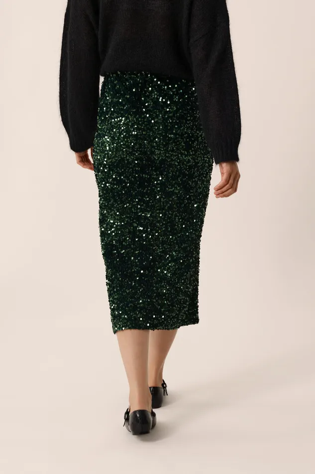 Women Skirt Ysis Epicea Jupe Midi Sequins Verts Des Petits Hauts Dresses and Skirts