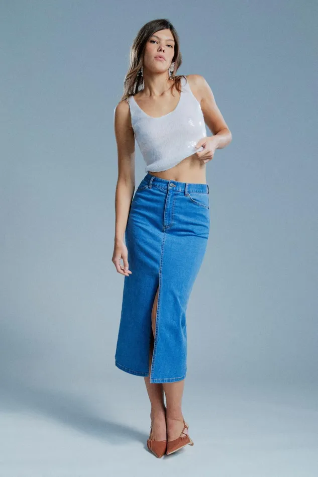 Women Skirts Bardot Demi Denim Midi Skirt In Vintage Vintage Women Skirts Bardot Demi Denim Midi Skirt In Vintage Vintage