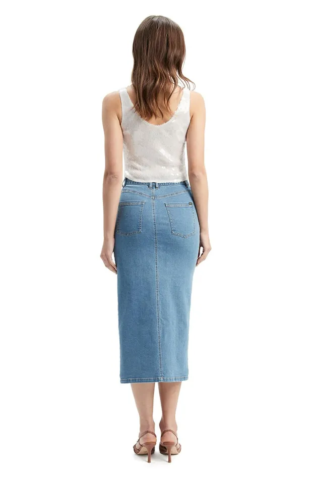 Women Skirts Bardot Demi Denim Midi Skirt In Vintage Vintage Women Skirts Bardot Demi Denim Midi Skirt In Vintage Vintage