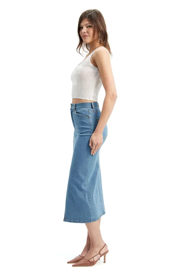 Women Skirts Bardot Demi Denim Midi Skirt In Vintage Vintage Women Skirts Bardot Demi Denim Midi Skirt In Vintage Vintage