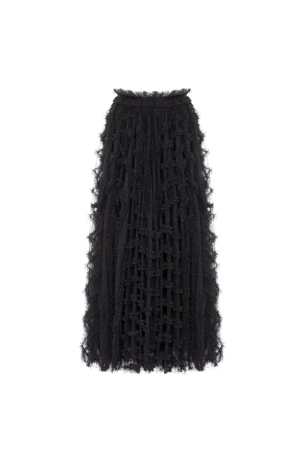 Women Skirts Needle and Thread Florence Ruffle Ankle Skirt Black
