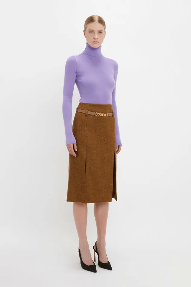 Women Skirts Victoria Beckham Double Layer Split Skirt In Caramel