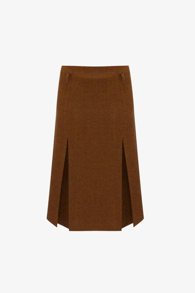 Women Skirts Victoria Beckham Double Layer Split Skirt In Caramel