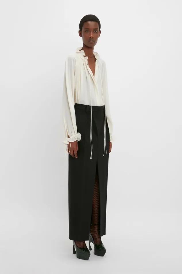 Women Skirts Victoria Beckham Wrap Front Tailored Skirt In Black
