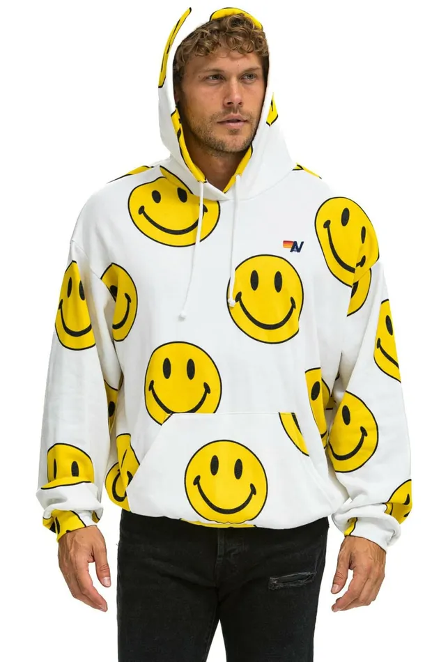 Women SMILEY REPEAT RELAXED PULLOVER HOODIE 8211 WHITE Aviator Nation Hoodies Women SMILEY REPEAT RELAXED PULLOVER HOODIE 8211 WHITE Aviator Nation Hoodies