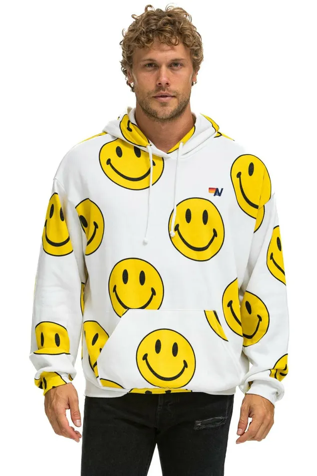 Women SMILEY REPEAT RELAXED PULLOVER HOODIE 8211 WHITE Aviator Nation Hoodies Women SMILEY REPEAT RELAXED PULLOVER HOODIE 8211 WHITE Aviator Nation Hoodies