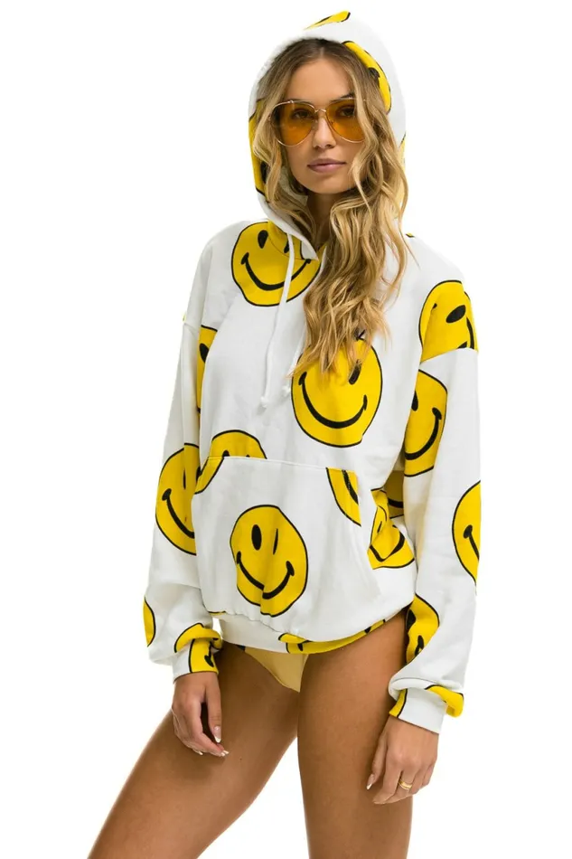 Women SMILEY REPEAT RELAXED PULLOVER HOODIE 8211 WHITE Aviator Nation Hoodies Women SMILEY REPEAT RELAXED PULLOVER HOODIE 8211 WHITE Aviator Nation Hoodies