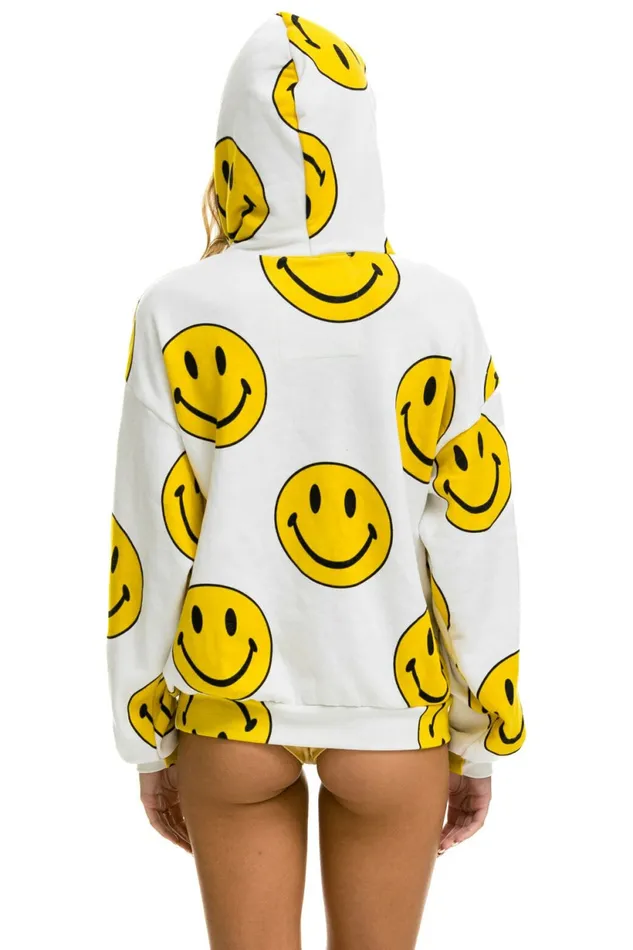 Women SMILEY REPEAT RELAXED PULLOVER HOODIE 8211 WHITE Aviator Nation Hoodies Women SMILEY REPEAT RELAXED PULLOVER HOODIE 8211 WHITE Aviator Nation Hoodies