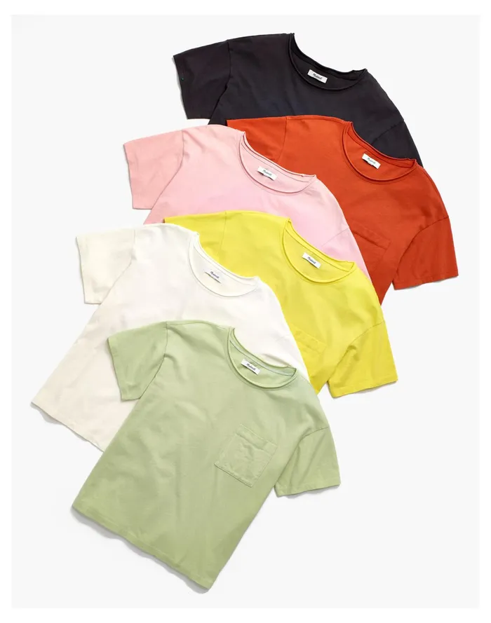 Women Softfade Cotton Oversized Pocket Tee Lighthouse Madewell Tees