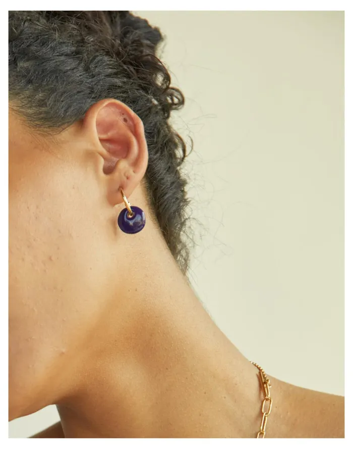 Women SOKO Kazuri Mini Disc Hoop Blue Madewell Earrings Women SOKO Kazuri Mini Disc Hoop Blue Madewell Earrings