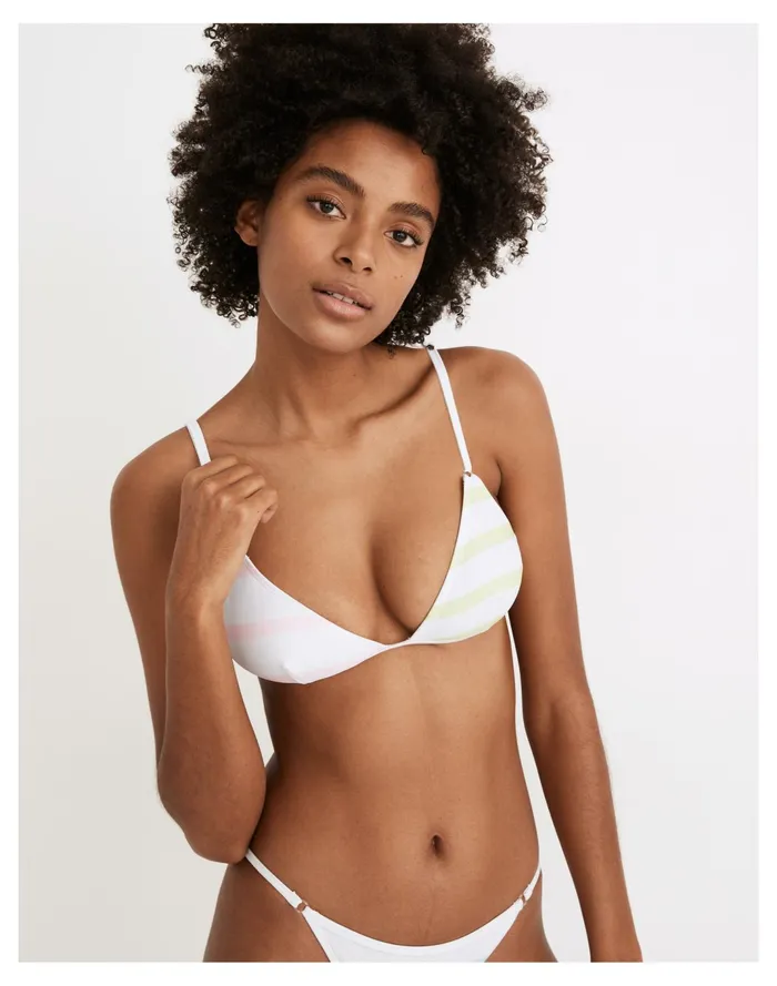 Women Solid and Striped Lulu Triangle Bikini Top In Colorblock Stripe Cloud Pink Madewell Swim Women Solid and Striped Lulu Triangle Bikini Top In Colorblock Stripe Cloud Pink Madewell Swim