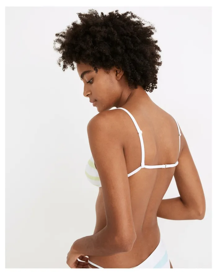 Women Solid and Striped Lulu Triangle Bikini Top In Colorblock Stripe Cloud Pink Madewell Swim Women Solid and Striped Lulu Triangle Bikini Top In Colorblock Stripe Cloud Pink Madewell Swim