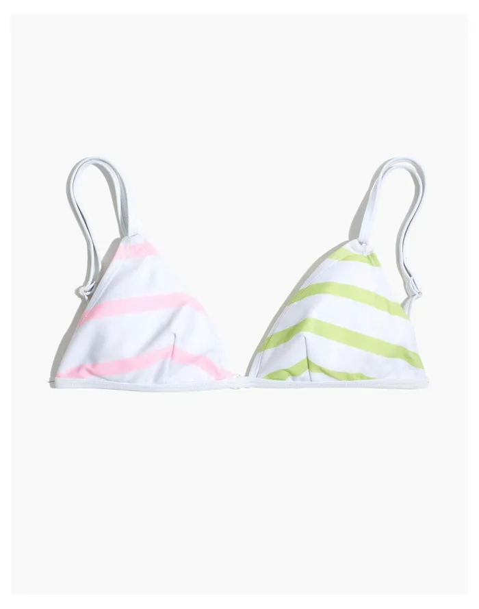 Women Solid and Striped Lulu Triangle Bikini Top In Colorblock Stripe Cloud Pink Madewell Swim Women Solid and Striped Lulu Triangle Bikini Top In Colorblock Stripe Cloud Pink Madewell Swim