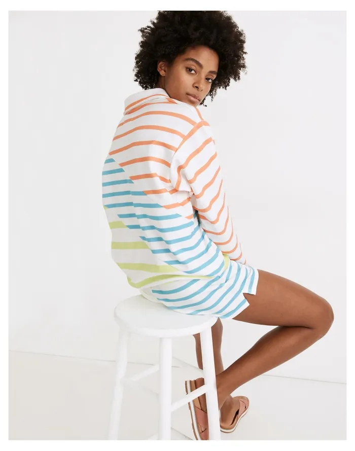 Women Solid and Striped Quarter Zip Pullover Sweatshirt In Colorblock Stripe Fresh Madewell Swim Women Solid and Striped Quarter Zip Pullover Sweatshirt In Colorblock Stripe Fresh Madewell Swim