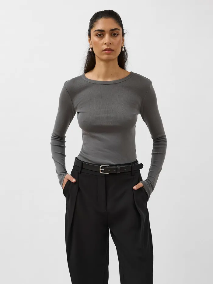 Women St Agni 8211 Organic Cotton Long Sleeve Top In Pewter Grey The UNDONE Tops