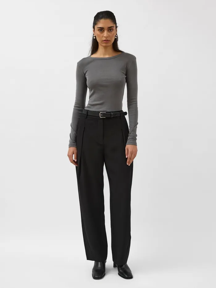 Women St Agni 8211 Organic Cotton Long Sleeve Top In Pewter Grey The UNDONE Tops