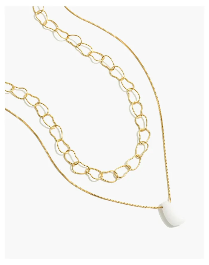 Women Stone Collection Jade Pendant Necklace Set White Jade Madewell Necklaces