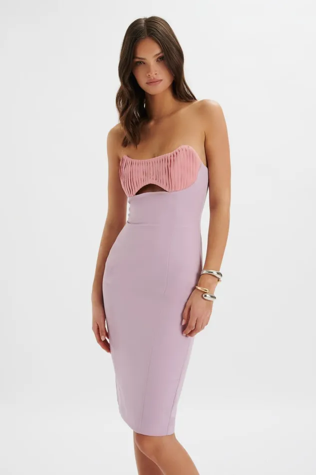 Women Strapless and Bandeau Dresses Lavish Alice LAYLA Colour Block Pleated Bandeau Dress In Lilac Lilac Women Strapless and Bandeau Dresses Lavish Alice LAYLA Colour Block Pleated Bandeau Dress In Lilac Lilac