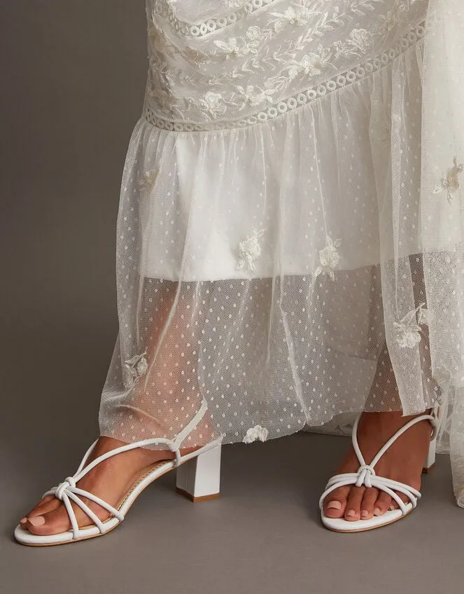 Women Strappy Block Heel Sandals Ivory Monsoon Wedding Shoes