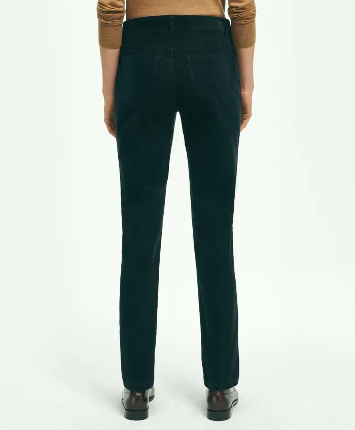 Women Stretch Cotton Corduroy 5Pocket Pants Black Brooks Brothers Pants and Skirts