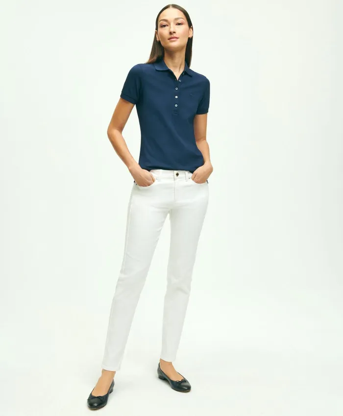 Women Stretch Cotton Jeans White Brooks Brothers Pants and Skirts