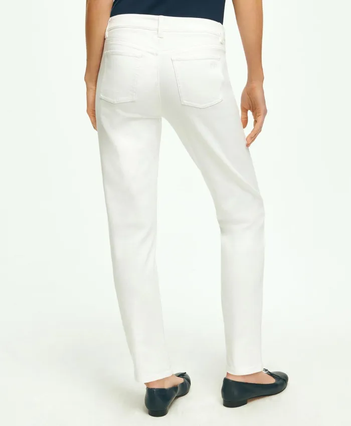 Women Stretch Cotton Jeans White Brooks Brothers Pants and Skirts
