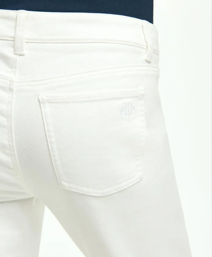 Women Stretch Cotton Jeans White Brooks Brothers Pants and Skirts