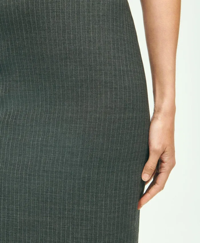 Women Stretch Wool Pinstripe Pencil Skirt Grey Brooks Brothers Pants and Skirts