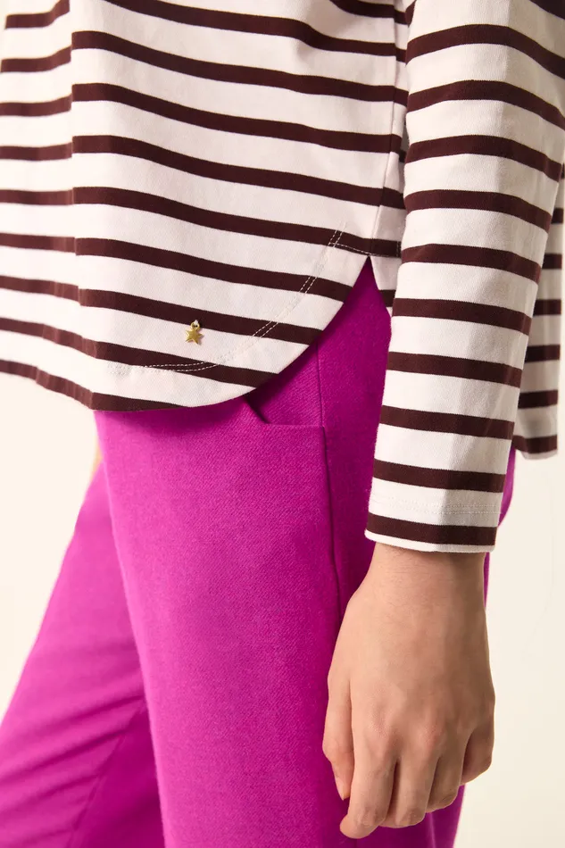 Women Striped Jumper Filly EcruOurs Marinire Coton cru Et Marron Des Petits Hauts TShirts and Sweatshirts