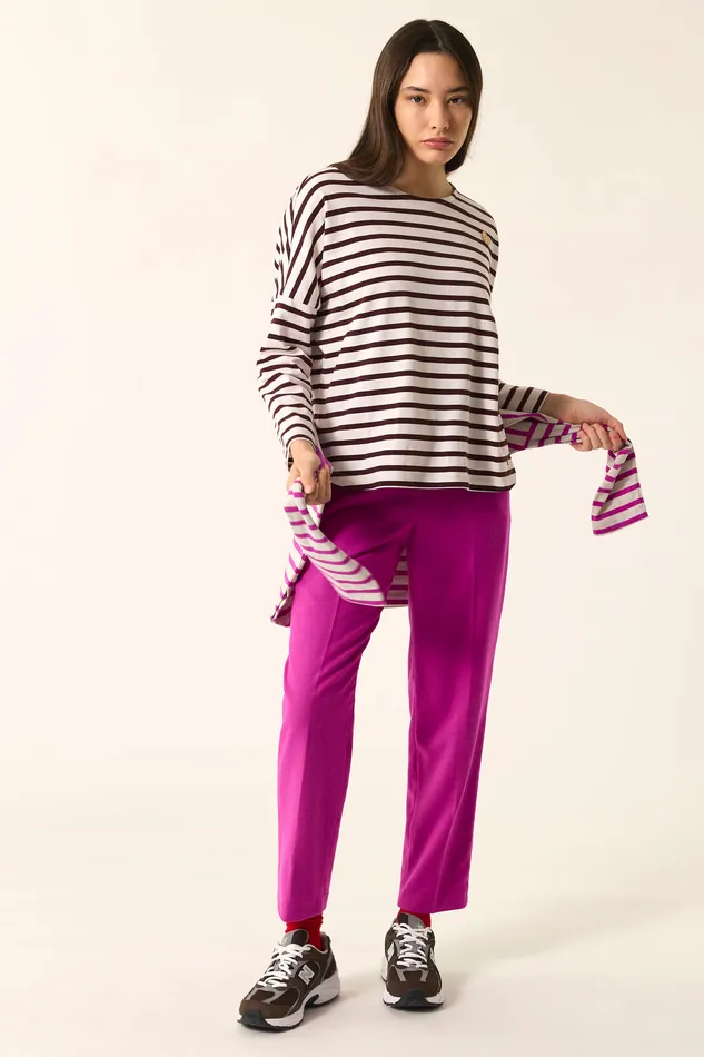 Women Striped Jumper Filly EcruOurs Marinire Coton cru Et Marron Des Petits Hauts TShirts and Sweatshirts