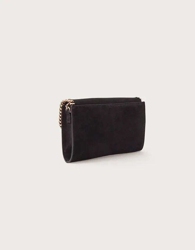 Women Suede Chain CrossBody Bag Black Monsoon Bags and Purses