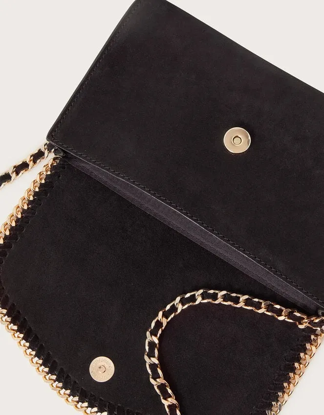 Women Suede Chain CrossBody Bag Black Monsoon Bags and Purses