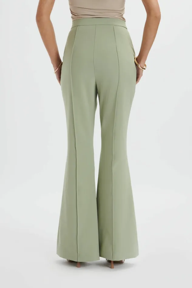 Women Suiting Lavish Alice EMELIE Fit and Flare Trousers In Sage Green Sage Green