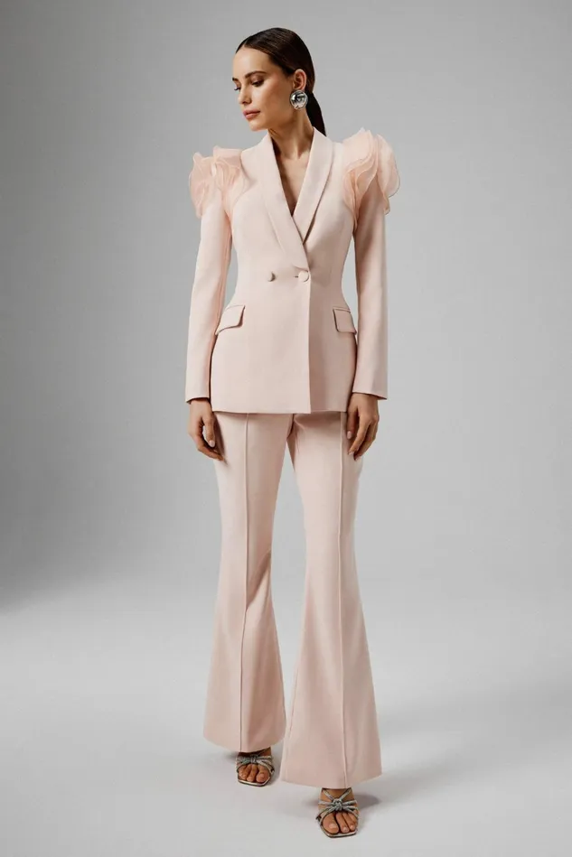 Women Suiting Lavish Alice EMELIE Tailored Fit And Flare Trousers In Light Pink Light Pink