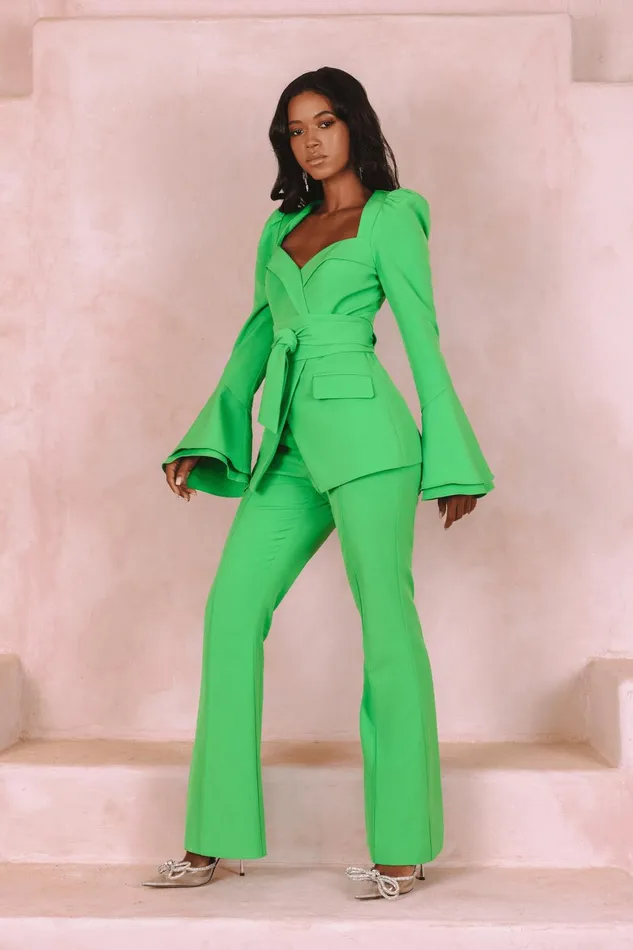 Women Suiting Lavish Alice RAQUEL Fit And Flare Trouser In Apple Green Apple Green