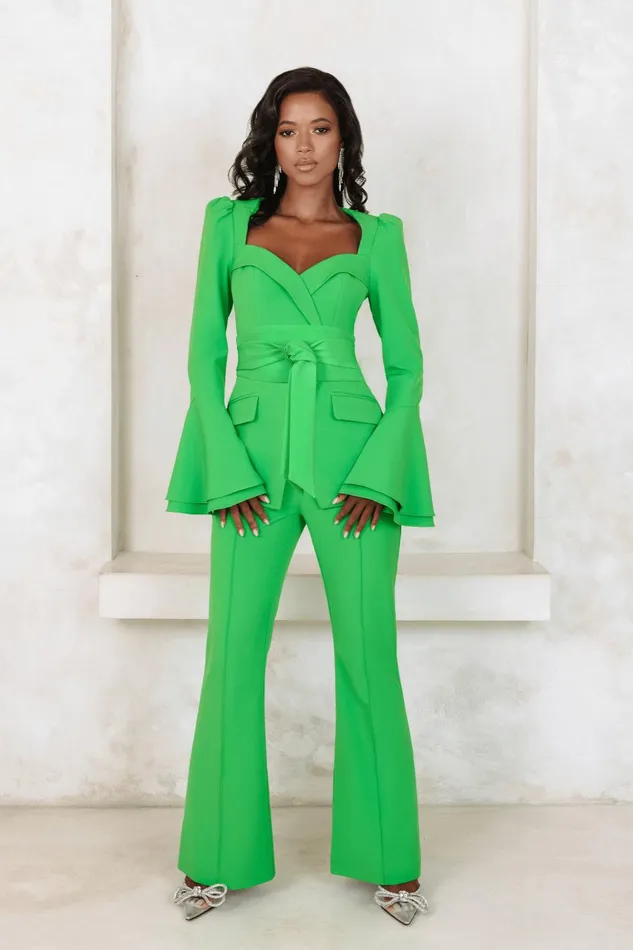 Women Suiting Lavish Alice RAQUEL Fit And Flare Trouser In Apple Green Apple Green