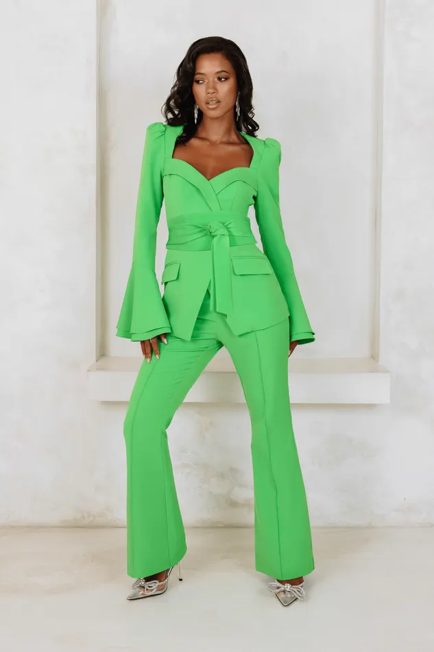 Women Suiting Lavish Alice RAQUEL Fit And Flare Trouser In Apple Green Apple Green
