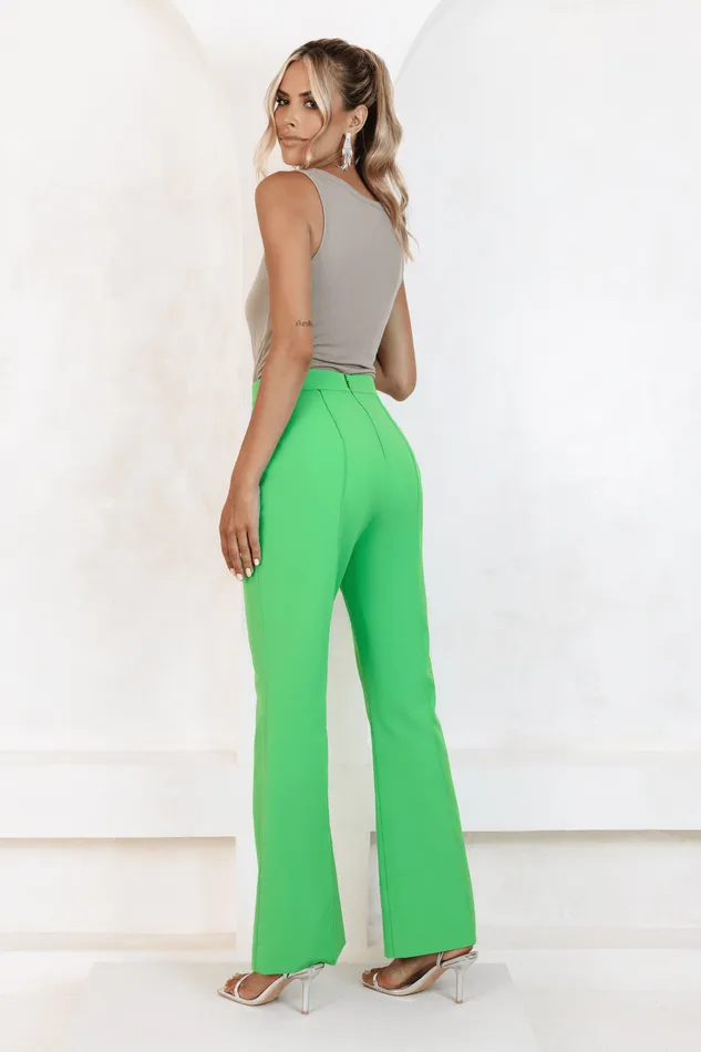Women Suiting Lavish Alice RAQUEL Fit And Flare Trouser In Apple Green Apple Green