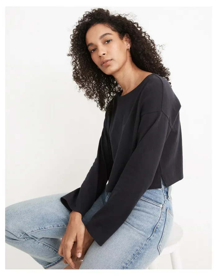 Women Supercrop Long Sleeve Tee True Black Madewell Tees
