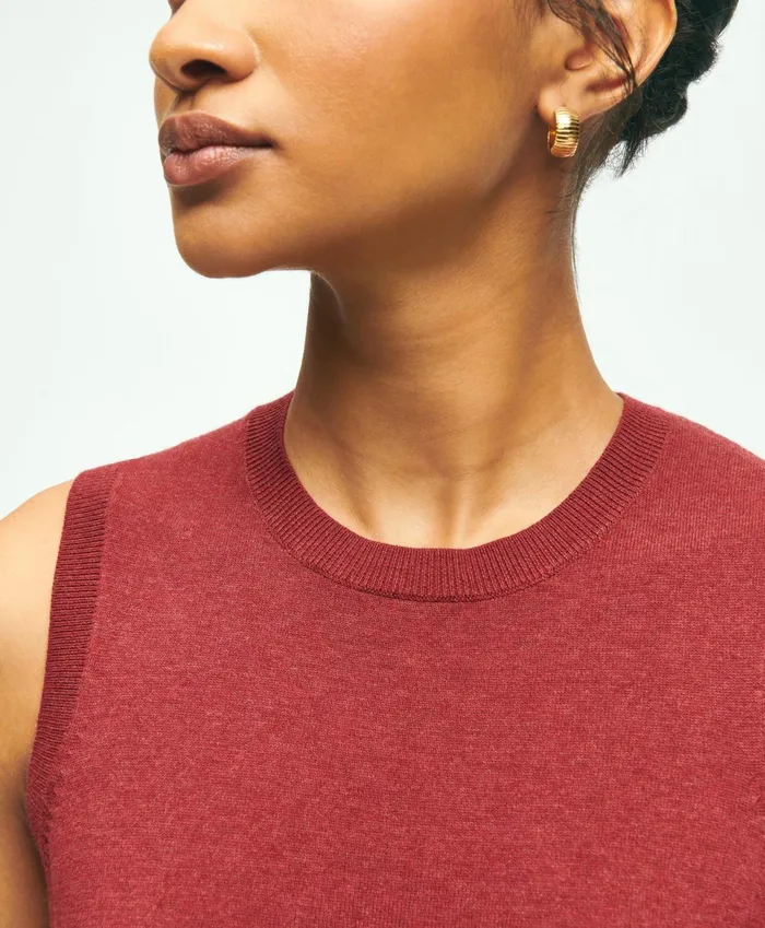 Women Supima Cotton Shell Burgundy Brooks Brothers Sweaters