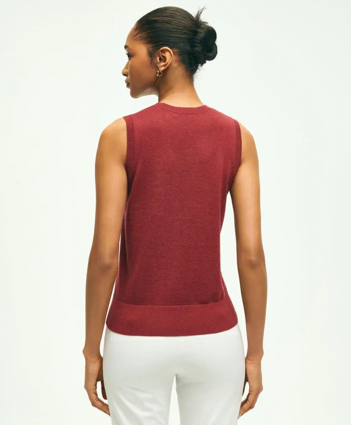 Women Supima Cotton Shell Burgundy Brooks Brothers Sweaters